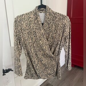 J. McLaughlin Zebra Print Blouse in Black and Cream